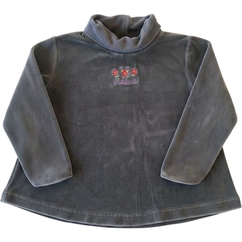 OshKosh Velour Turtleneck Top Kids 4T Black Vintage Floral Heart Made in USA - Picture 5 of 6
